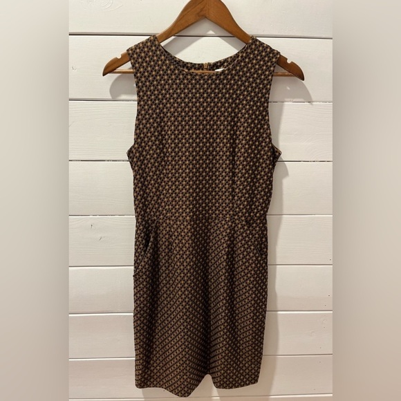 ANONYME navy & brown patterned dress size S - Picture 1 of 9